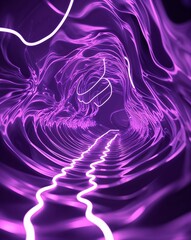 Wall Mural - purple neon lightning pulses flashing in rhythmic waves abstract background
