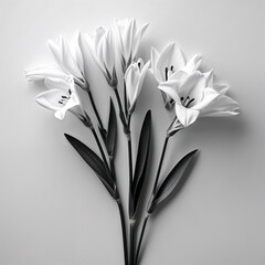 Wall Mural - Freesia flower black and white on plain white background