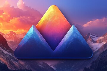 Canvas Print - colorful geometric triangles glowing with a futuristic abstract digital design