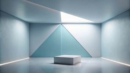 Wall Mural - Minimalist Room with Geometric Walls and Central Pedestal