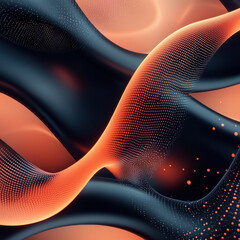 Wall Mural - Vibrant abstract waves in black and peach create dynamic visual flow