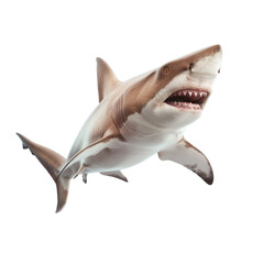 Wall Mural - realistic underwater shark close-up showing sharp teeth in an intimidating pose