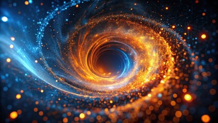 Wall Mural - abstract swirling vortex of vibrant orange and blue particles, a cosmic tunnel of light and energy