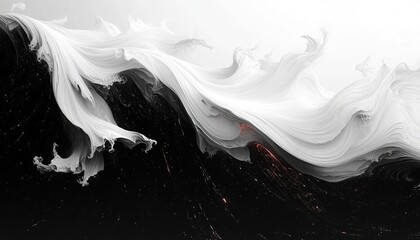 Wall Mural - White abstract paint swirling over black in a dynamic background. Possible use art