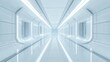 © jannoon028 - Futuristic White Hallway Interior With Symmetrical Architecture and Bright Lighting Elements