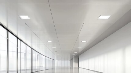  A modern suspended ceiling made of plasterboard with recessed lighting, creating a sleek and elegant interior