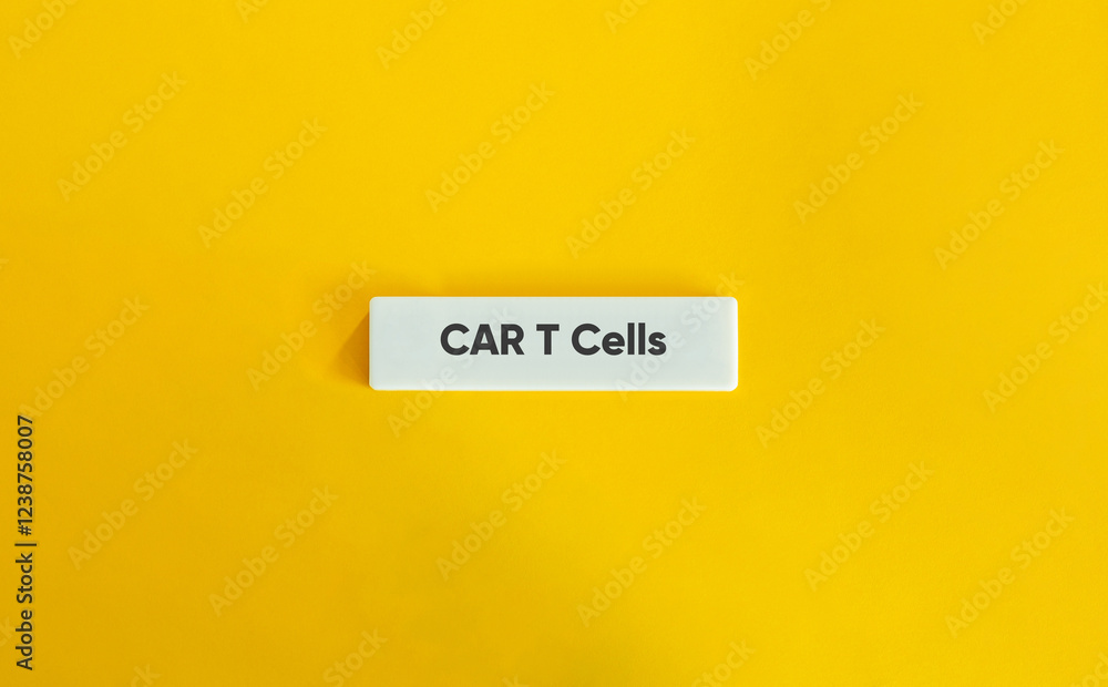 CAR T Cells. Text on Block Letter Tile on Yellow Background. Minimal ...