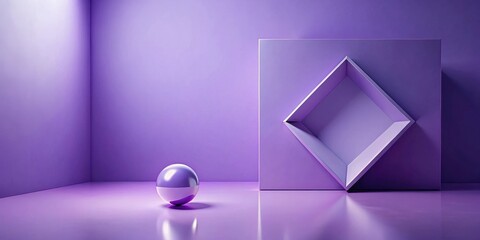 Leinwandbilder - Abstract purple room with geometric shapes and reflective sphere
