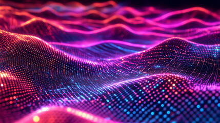 A seamless glowing network of vibrant light dots and geometric lines forming a futuristic data mesh