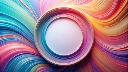 Poster - Abstract Colorful Swirling Design with Central Circular Frame Ideal for Presentations or Backgrounds