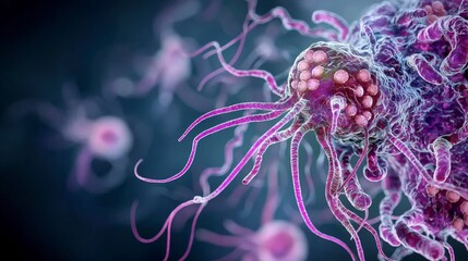 Poster - Close-up view of giardia lamblia organisms microscopic analysis scientific research laboratory setting detailed visualization