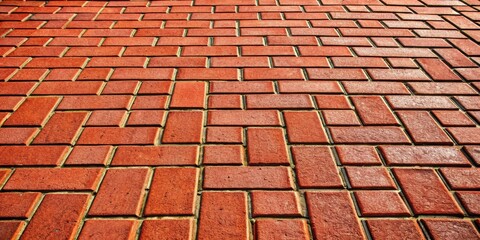 Poster - A Detailed Perspective of Interlocking Red Paving Bricks Arranged in a Herringbone Pattern