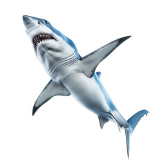 Wall Mural - powerful great white shark showing sharp teeth and dynamic movement in the ocean habitat