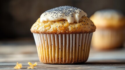 Poster - A single cupcake placed on a table, ready for serving