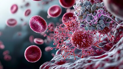 Poster - Educational closeup of plasmodium merozoite in blood cells science laboratory microscopic visualization detailed exploration