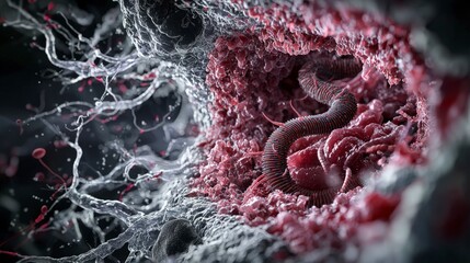 Poster - Exploring taenia solium educational microbiology diagram and close-up scientific illustration