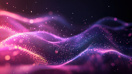 Wall Mural - vibrant abstract waves with glowing particles create dynamic visual