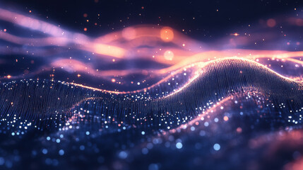 Wall Mural - luxurious abstract waves with glowing particles and vibrant colors