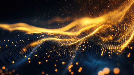 Wall Mural - Luxurious abstract waves of golden light and technology in motion