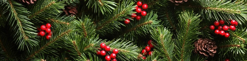 Sticker - Close-up of a pine tree with bright red berries