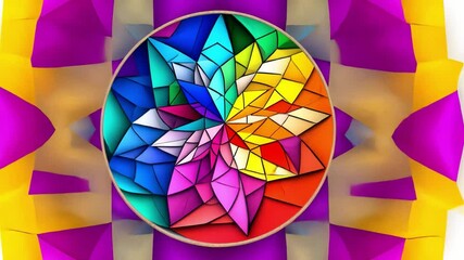 Wall Mural - this video showcases a beautiful round arrangement of vivid geometric shapes and colors. perfect for