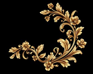 Golden floral corner design element.