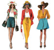 © prawiroz - Three fashionably dressed women in summer outfits walking confidently perfect for fashion blogs and websites