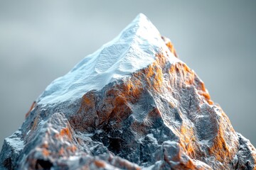 Wall Mural - Close-up shot of a snowy mountain with rugged terrain and snow-covered peaks