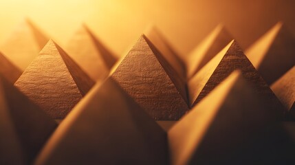 Poster - Abstract Geometric 3D Pyramids in Warm Tones for Modern Wallpaper Design