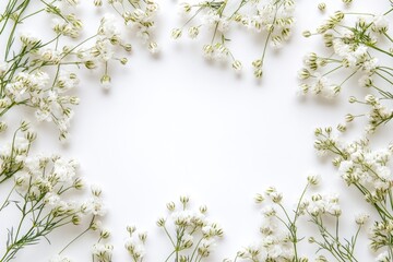 Sticker - Close-up of small white flowers on a white background