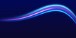 © ellyson - Lines in the shape of a comet against a dark background. Motion light effect for banners. Neon color glowing lines, high speed light trails effect. Purple glowing wave swirl, impulse cable lines.