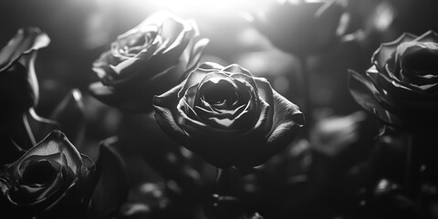 Sticker - A close-up shot of a bunch of roses in monochrome