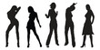 © Kaium007 - silhouettes of woman dancing people vector set.