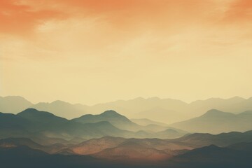 Poster - Layers of mountains fading in the distance under a colorful sky with warm colors