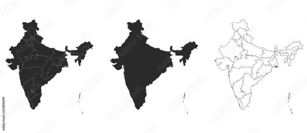 Map of India vector illustration Stock Vector | Adobe Stock