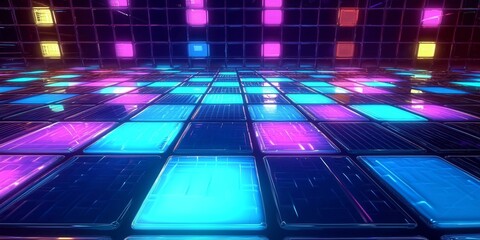 Wall Mural - nighttime ambiance of a dance club featuring a vacant disco floor.