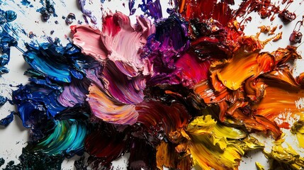 Poster - Vibrant artist's palette colors studio art content creative environment close-up view artistic expression