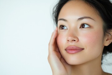 Wall Mural - woman with beautiful skin on light background