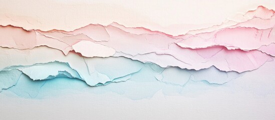 Wall Mural - Pastel Colored Torn Paper Texture with Layered Design and Subtle Gradient on White Background Copy Space