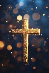 Wall Mural - Gold Cross with Glitter Effect - Celebratory Symbol