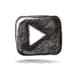 Leinwandbilder - A hand drawn sketch of a play button icon, characterized by its textured and expressive lines.