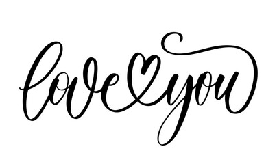 Wall Mural - Love you postcard. Phrase for Valentines day. Modern brush calligraphy.