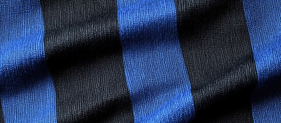 Wall Mural - blue and black striped fabric texture with folds and shadows