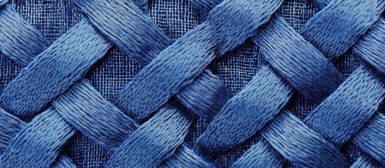 Close-up of blue woven fabric texture pattern
