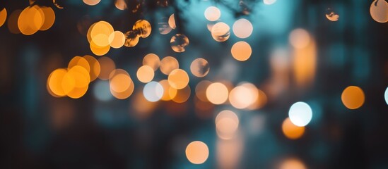Wall Mural - abstract city street lights bokeh background with warm orange and cool blue tones