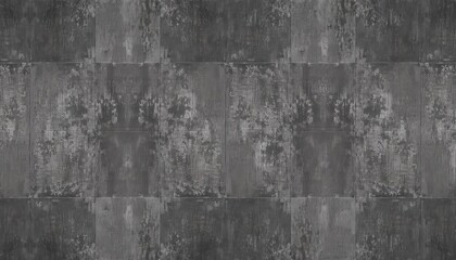 Poster - distressed concrete wall pattern with ornate detailing, grey color tones, industrial, textured tile design