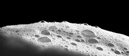 Wall Mural - Close-up of soap bubbles and foam on dark background with copy space
