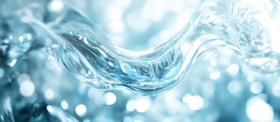 Wall Mural - abstract water wave in motion with sparkling light effects and bokeh background.