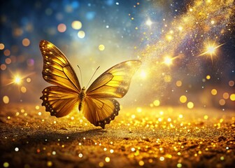 Wall Mural - Golden Butterfly Dream: Magical Sparkly Fairy Tale Fantasy Background