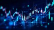 © Din Nasahrudin - Perspective view of stock market growth, business investing and data concept with digital financial chart graphs, diagrams and indicators on dark blue blurry background. 3D rendering